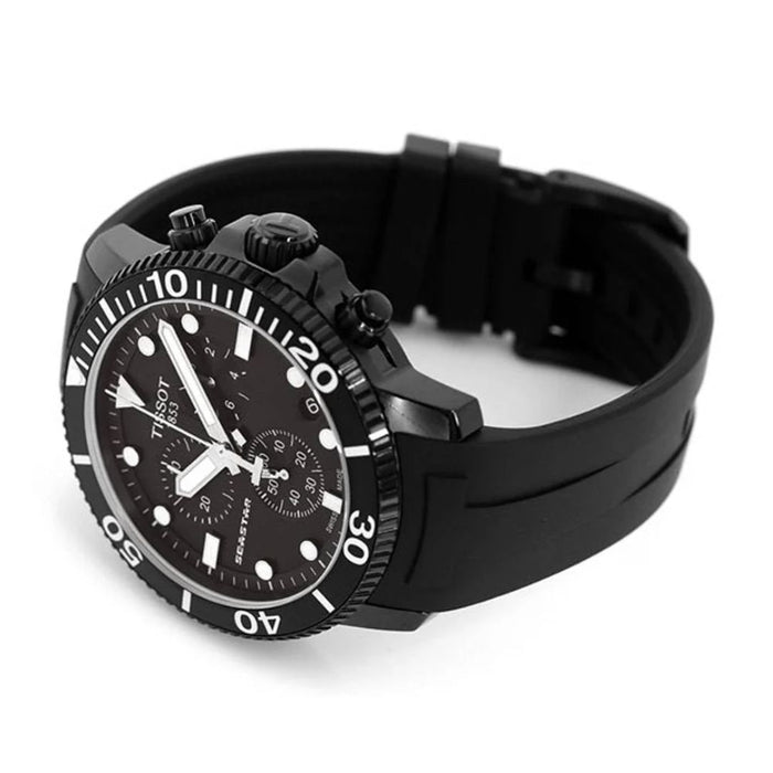 Tissot Seastar 1000 Chronograph – Black Dial | 30 Bar Diver | Rubber Strap t120.417.37.051.02 - Authentic
