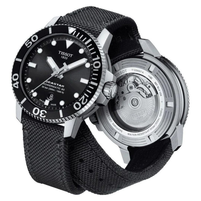 Tissot Seastar 1000 Powermatic 80 Black Dial Fabric Strap Watch t120.407.17.051.00 - Swiss Factory