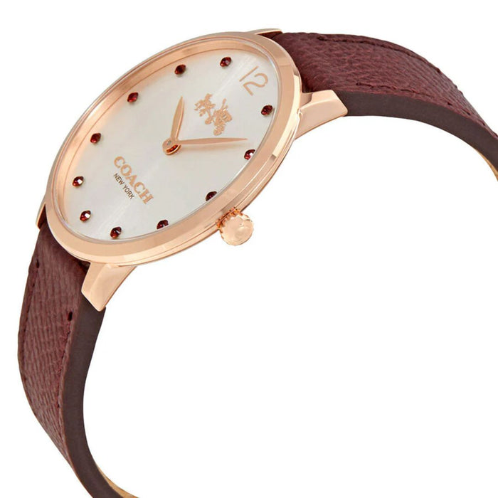Coach Women’s Silver Dial Watch with Rose Gold Case & Brown Leather Strap 14502694 - Authentic