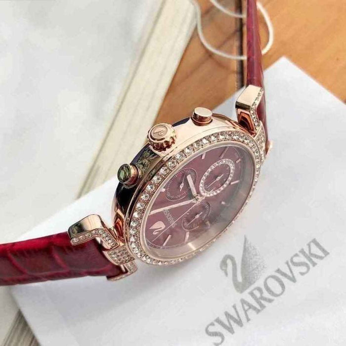 Swarovski Octea Lux Chronograph Burgundy Watch - 5416701 - Authentic