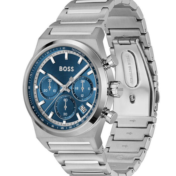 Hugo Boss Candor Chronograph Silver Case & Bracelet with Blue Dial 1514250 - Authentic
