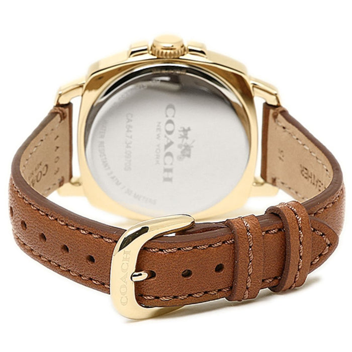 Coach Women’s Crystal Multifunction Watch – Gold Dial, Brown Leather Strap 14502172 - Authentic