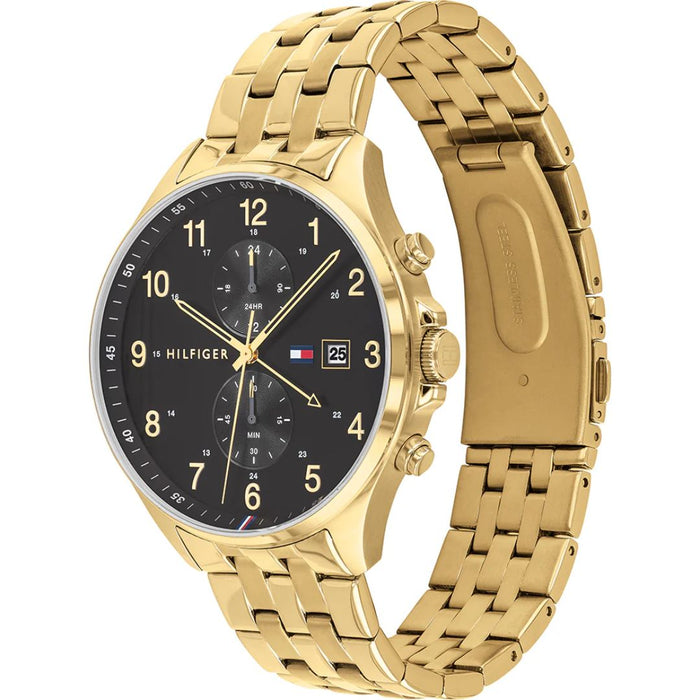 Tommy Hilfiger Men’s Gold Chronograph Watch with Black Dial 1791708 - Authentic