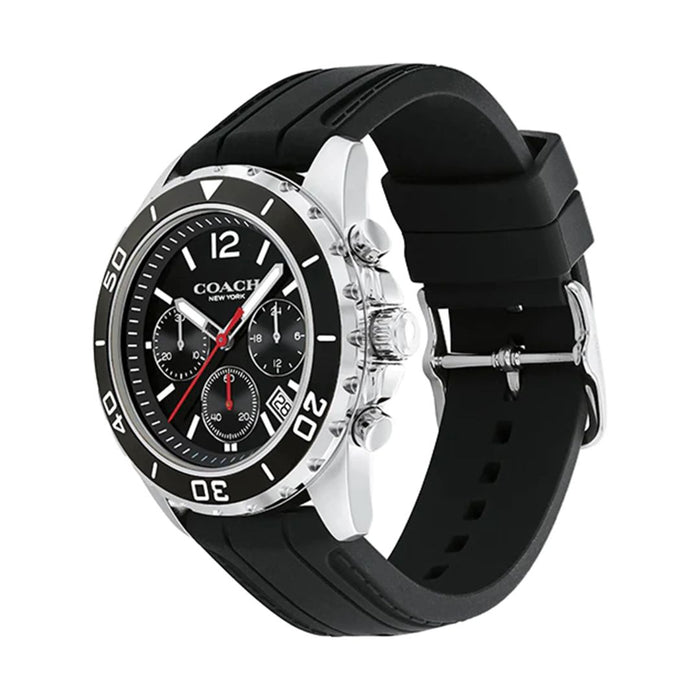 Coach Chronograph Watch – Black Dial & Black Silicone Strap 14602565 - Authentic