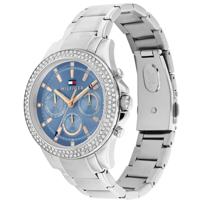 Tommy Hilfiger Silver Chronograph Women’s Watch with Blue Dial 1782690 - Authentic