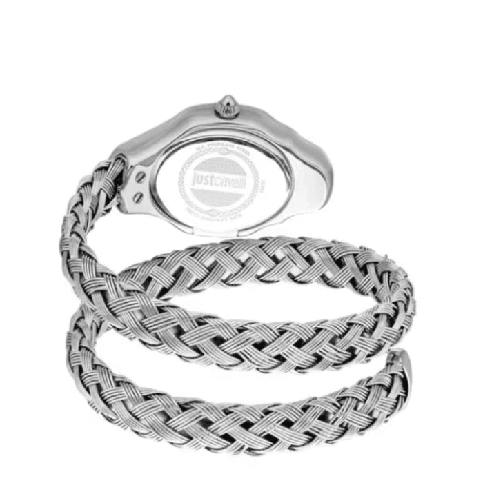Just Cavalli Women’s Wrap Bracelet Watch – Silver with Crystal Bezel JC1L305M0015