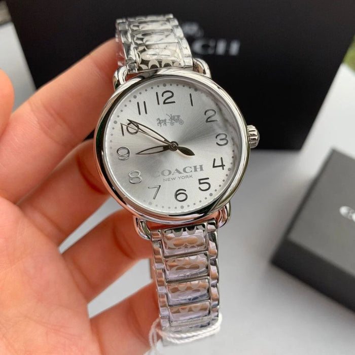 Coach New York Silver Round Women’s Watch – Stainless Steel Bracelet 14502495 - Authentic