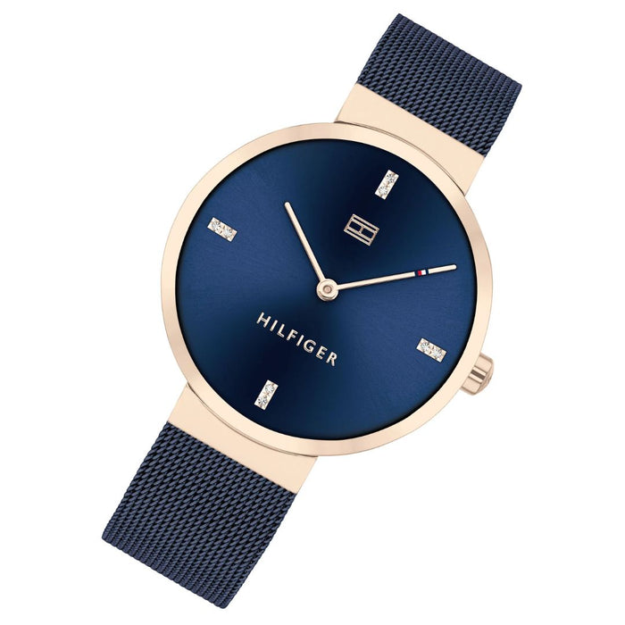 Tommy Hilfiger Blue Dial Gold Case & Blue Mesh Watch for Women 1782219 - Authentic