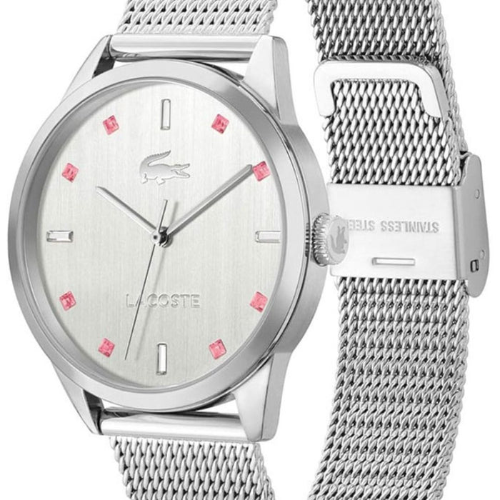 Lacoste Ladies Vienna Mesh Silver Dial Watch - 2001342 - Authentic