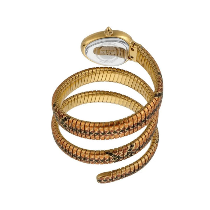 Just Cavalli Serpente Snake Print Gold Black Dial Women’s Watch JC1L163M0065 - Authentic