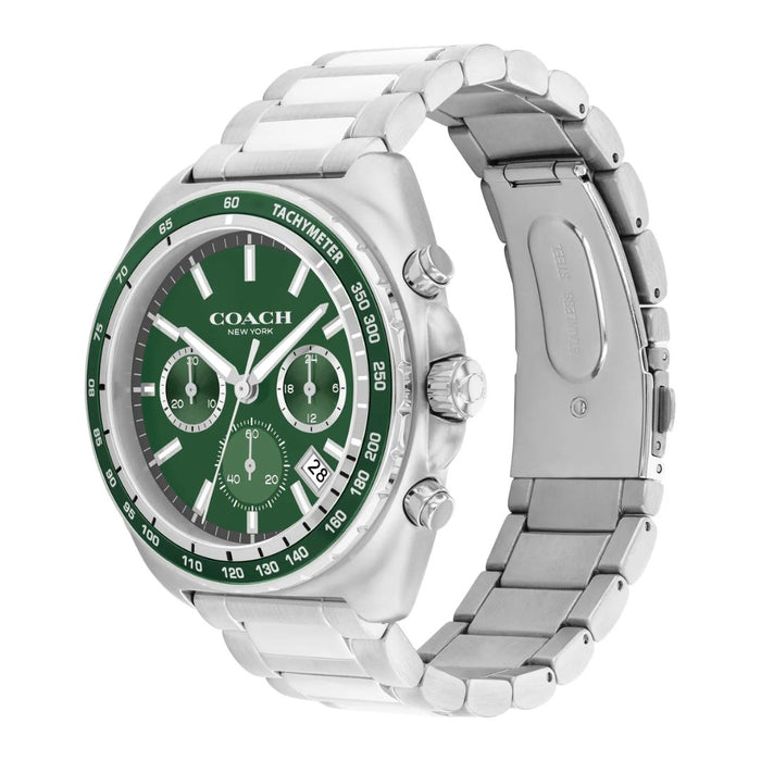 Coach Men’s Chronograph Watch – Green Dial, Stainless Steel Bracelet 14602701 - Authentic
