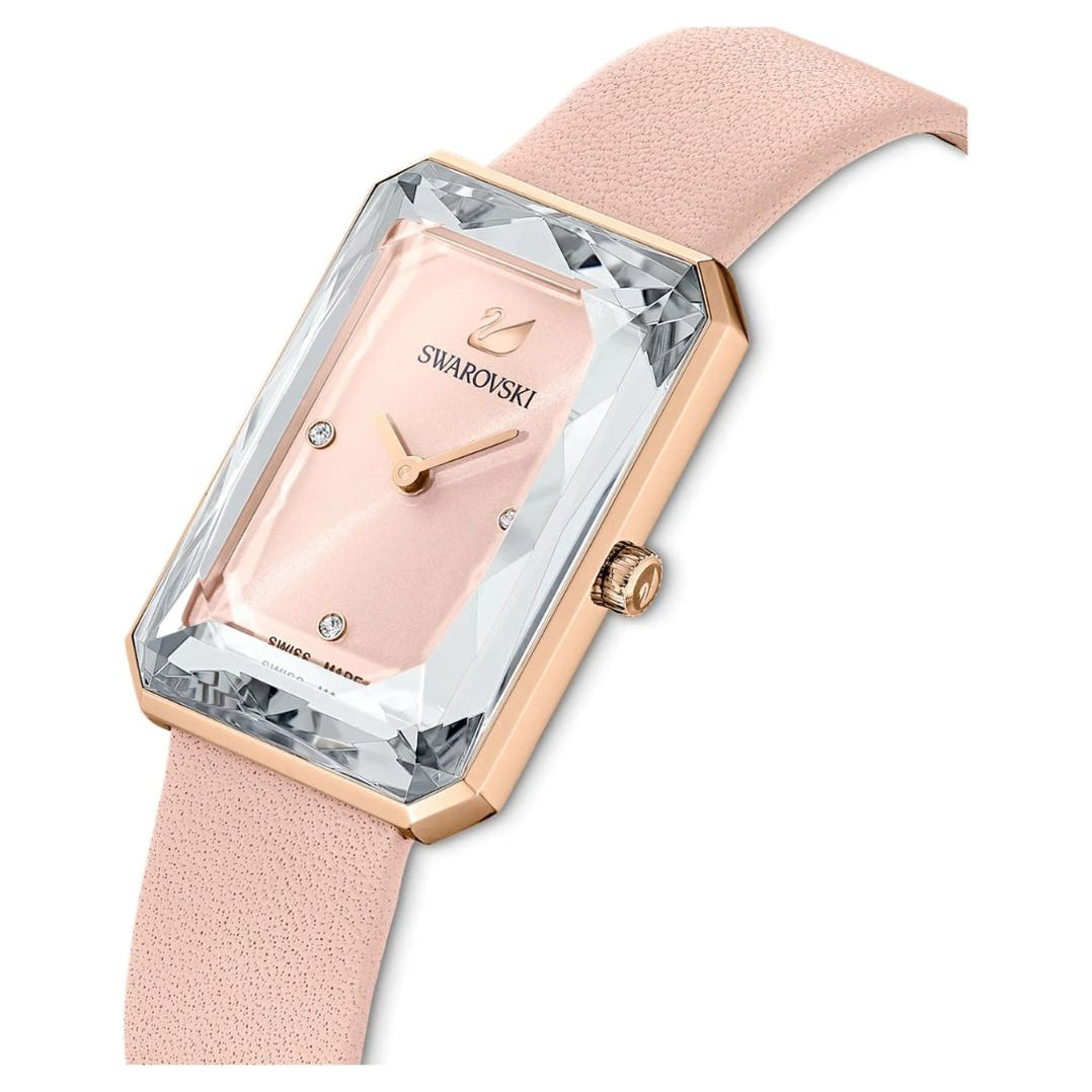 Swarovski Women’s Rose Gold Rectangular Crystal Watch – Swiss Made 554 ...
