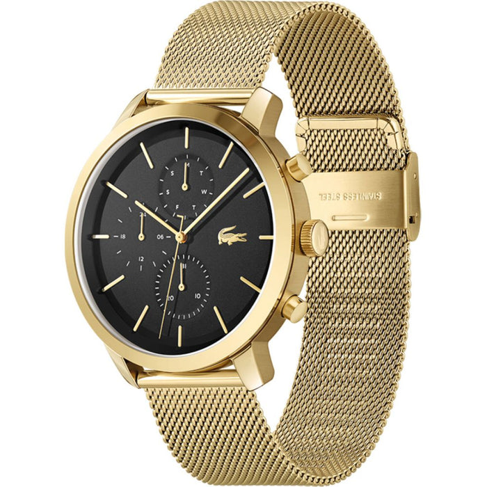 Lacoste Men's Moon Black & Gold Mesh Chronograph Watch - 2011195 - Authentic
