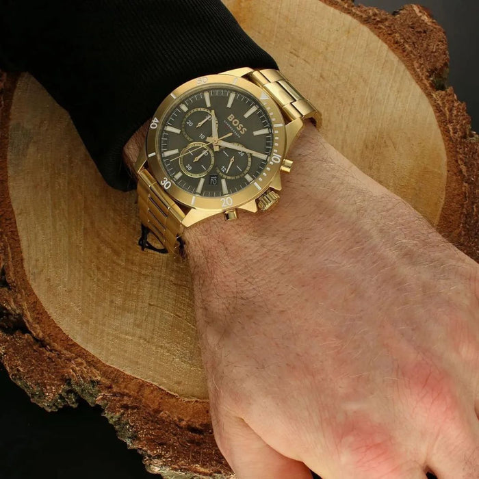 Hugo Boss All Gold Chronograph Men’s Watch – Dark Champagne Dial 1514059 - Authentic