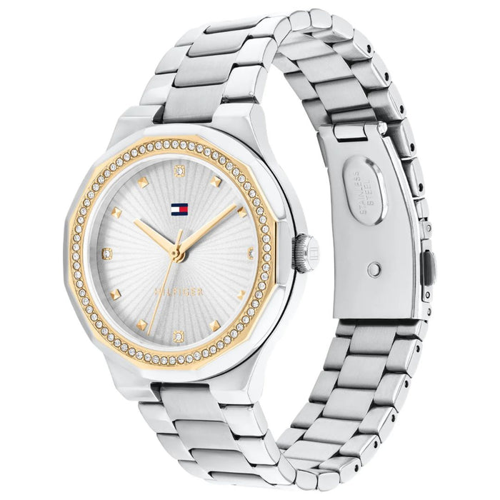 Tommy Hilfiger Two-Tone Crystal Bezel Silver & Gold Women’s 1782723 - Authentic
