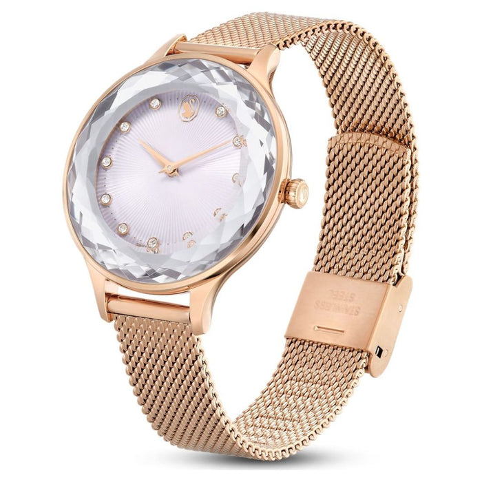 Swarovski Crystalline Aura Women’s Watch – Rose Gold Mesh Strap & Crystal Bezel 5650011 - Authentic
