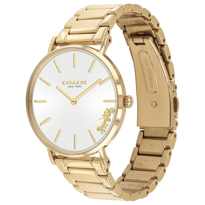 Coach Gold Stainless Steel Watch – Silver Dial with Gold Accents 14503345 - Authentic