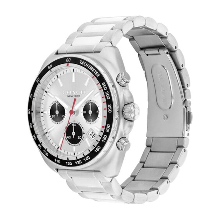 Coach Men’s Chronograph Watch – Stainless Steel Case & Bracelet, White Dial 14602702 - Authentic