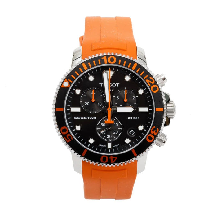 Tissot Seastar 1000 Chronograph Black Dial Orange Rubber Strap t120.417.17.051.01 - Swiss Factory