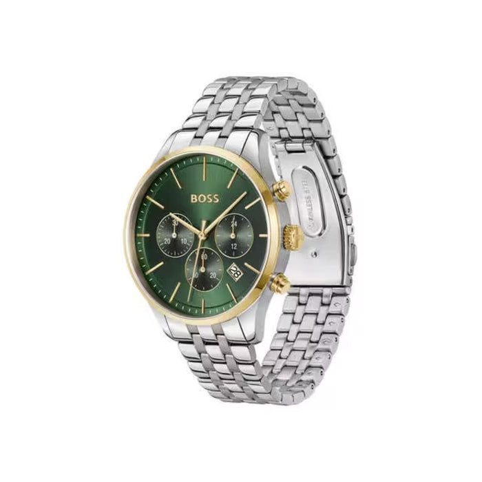 Hugo Boss Pioneer Chronograph – Green Dial Two-Tone Men’s Watch 1514159 - Authentic