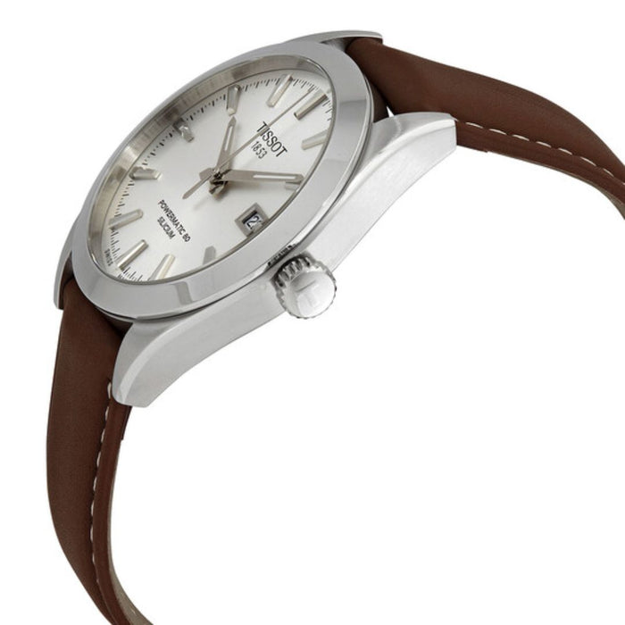 Tissot Gentleman Powermatic 80 Silicium Silver Dial – Brown Leather Strap - T127.407.16.031.00 - Authentic