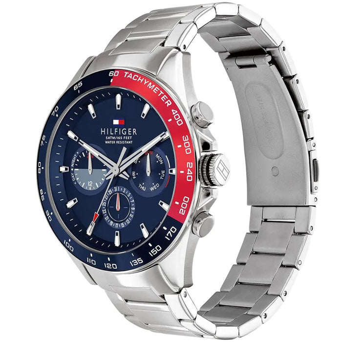 Tommy Hilfiger Men’s Sport Chronograph Watch with Blue & Red 1791968 - Authentic