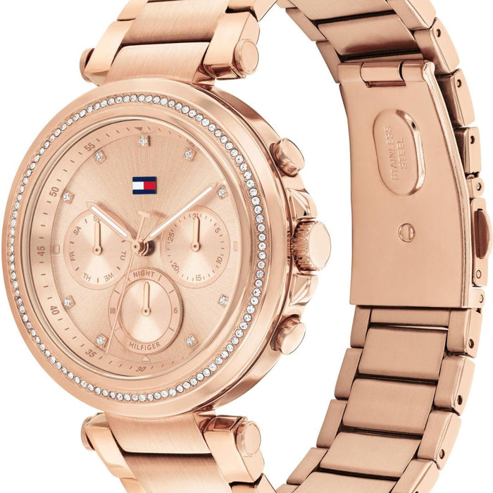 Tommy Hilfiger Women’s Rose Gold Chronograph Watch with Crystal Bezel 1782705 - Authentic
