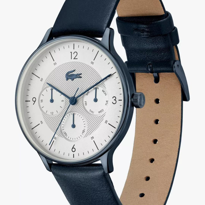Lacoste Men's Moon Multifunction Blue Leather Watch 2011140 - Authentic