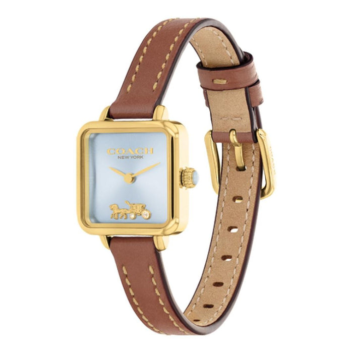 Coach Women’s Square Quartz Watch – Light Blue Dial with Gold Case 14504231 - Authentic