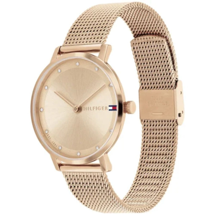 Tommy Hilfiger Rose Gold Mesh Crystal Watch for Women 1782729 - Authentic