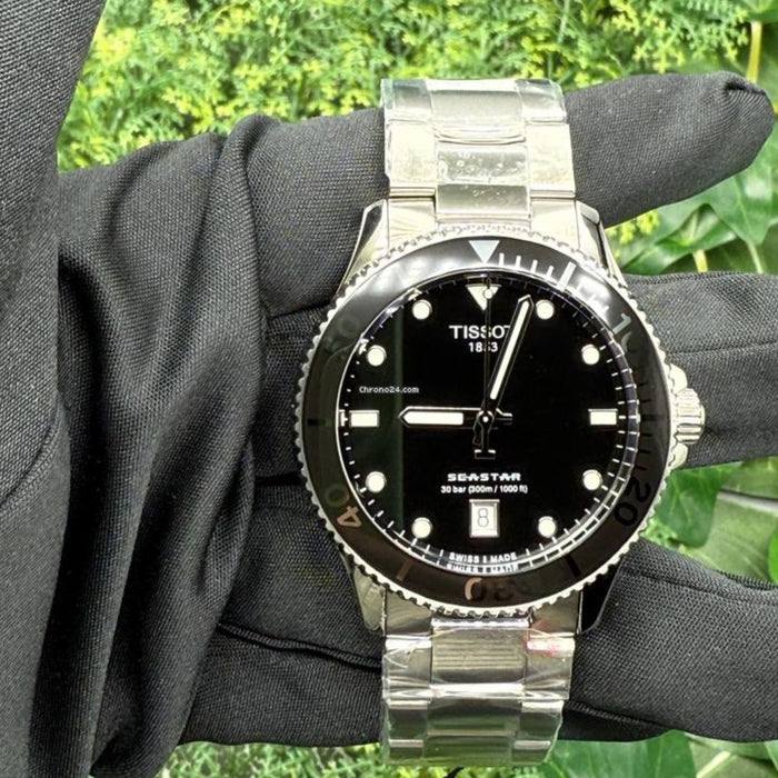 Tissot Seastar 1 000 – Black Dial | Stainless Steel | 300m Diver t120.410.11.051.00 - Authentic