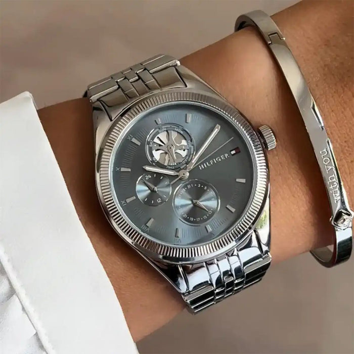 Tommy Hilfiger  Silver Automatic-Style Watch with Open Heart Dial 1782714 - Authentic