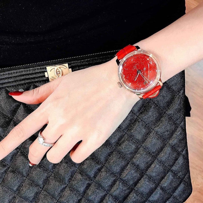 Swarovski Crystalline Glam Red Leather Watch 5295380 - Authentic