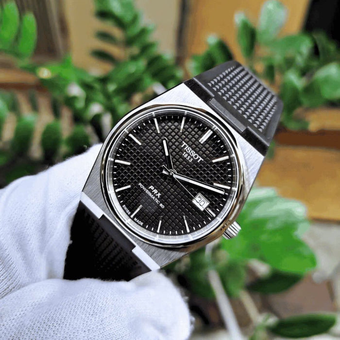 Tissot PRX Powermatic 80 Black Dial – Black Rubber Strap t137.407.17.051.00 - Authentic