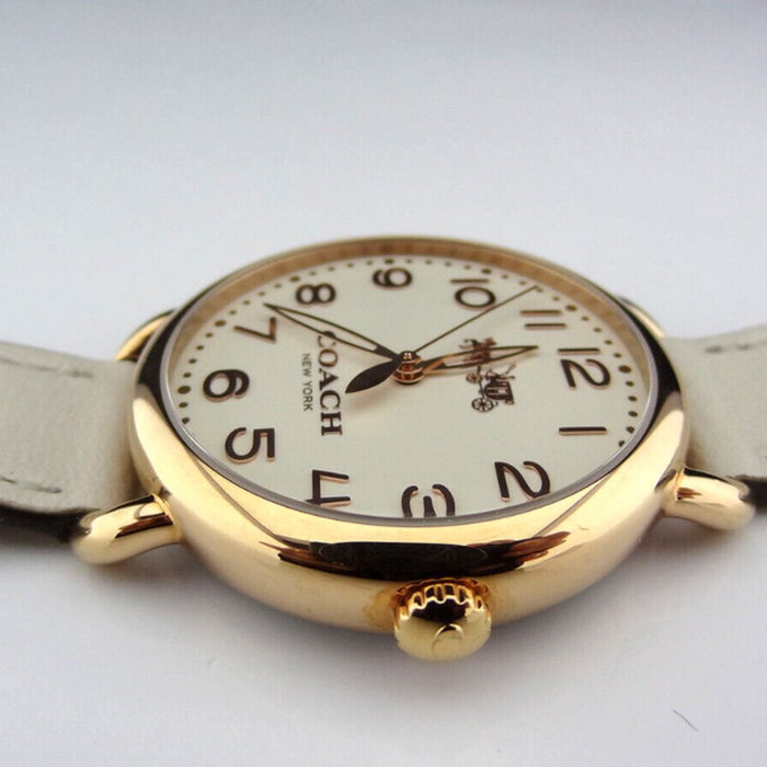 Coach Women’s White Dial Watch with Rose Gold Case & White Leather Strap 14502716 - Authentic