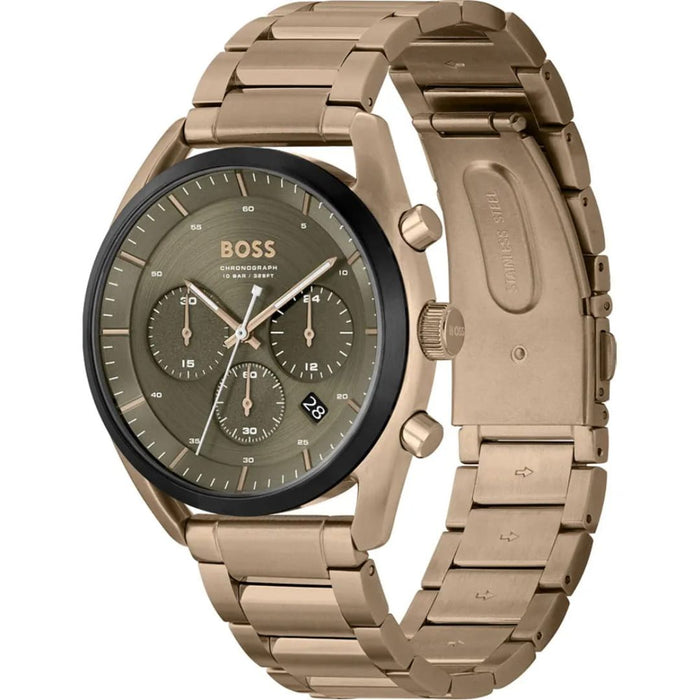 Hugo Boss Chronograph Men’s Watch – Rose Gold & Olive Green 1514094 - Authentic