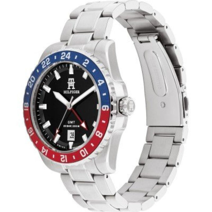 Tommy Hilfiger GMT – Silver Stainless Steel with Black Dial 1792131 - Authentic