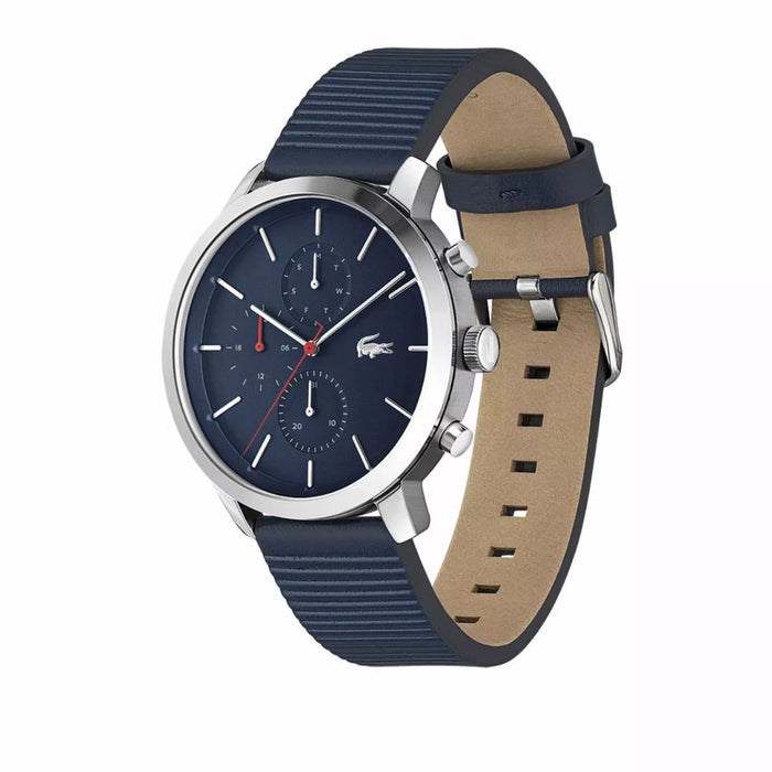 Lacoste Vienna Chronograph Blue Dial Leather Strap Men's Watch - 2011176 - Authentic