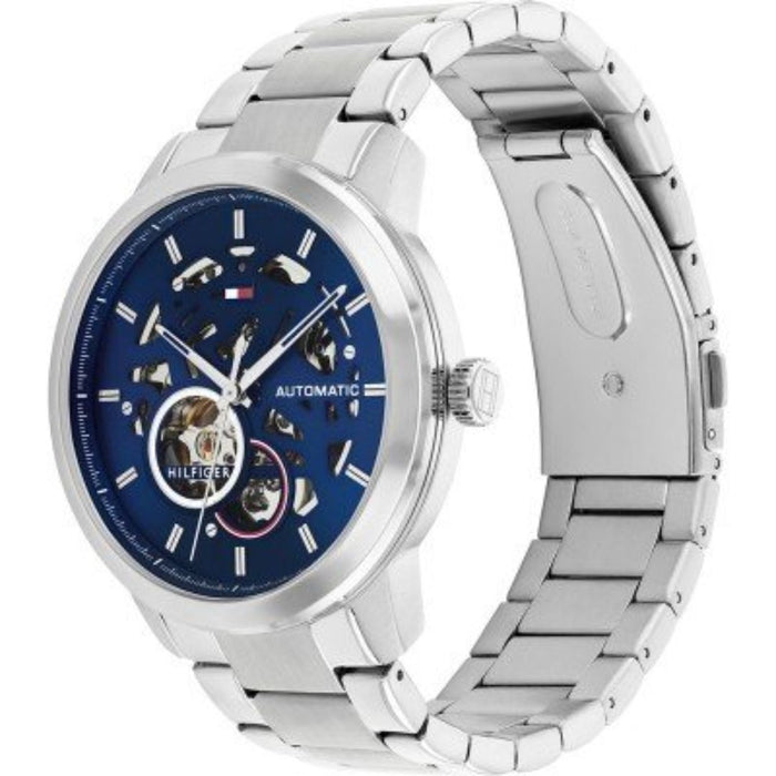 Tommy Hilfiger Men’s Automatic Skeleton Watch with Blue Dial 1710661 - Authentic