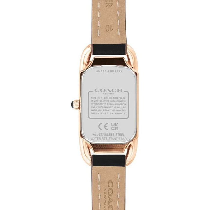 Coach New York Rose Gold Rectangular Women’s Watch – Green Dial & Black Leather Strap 14504068 - Authentic