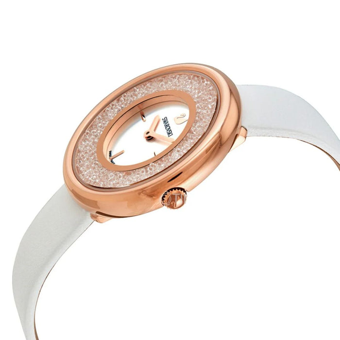 Swarovski Crystalline Pure Rose Gold White Leather Watch - 5376083 - Authentic