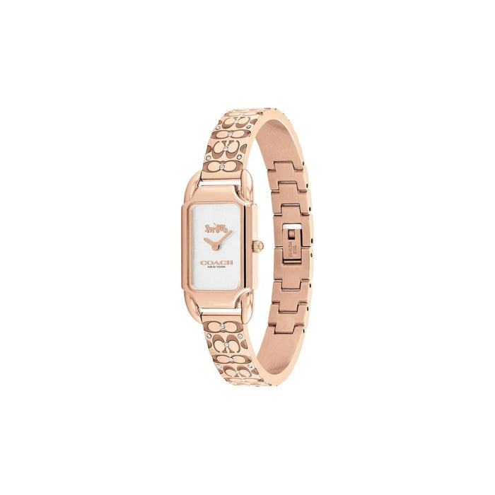 Coach Women’s Rectangular Quartz Watch – Rose Gold Tone Bracelet with Crystal Accents 14504197 - Authentic