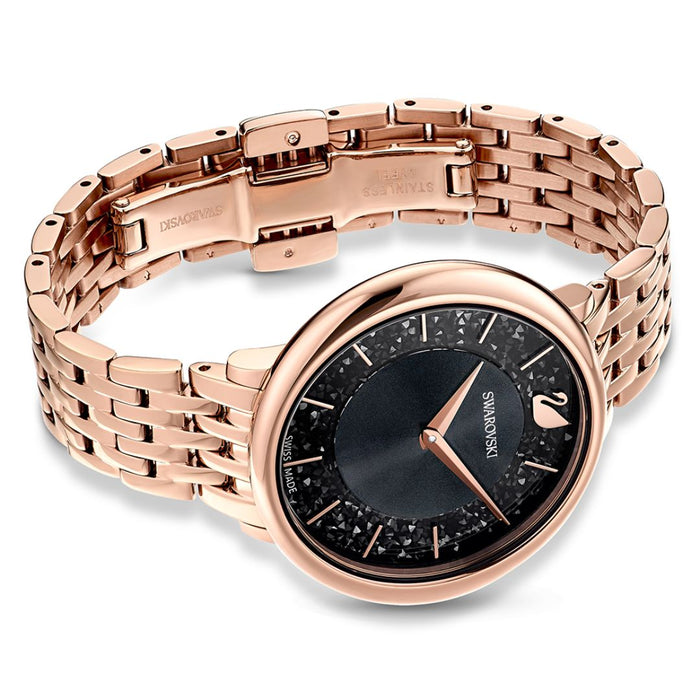 Swarovski Crystalline Aura Watch – Rose Gold Tone with Black Crystal Dial 5544587 - Authentic