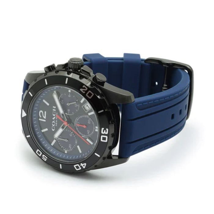 Coach Men’s Chronograph Watch – Black Case & Blue Silicone Strap 14602566 - Authentic