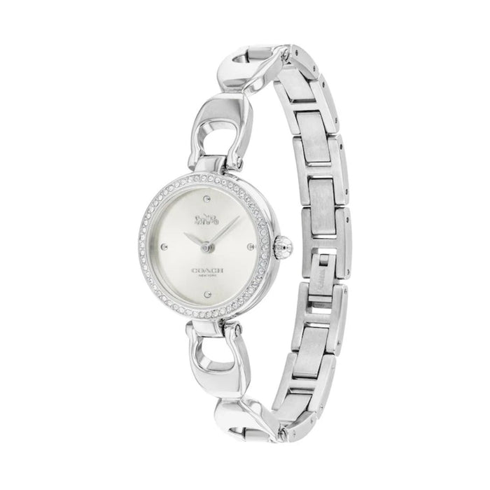 Coach New York Silver Round Women’s Watch – Crystal Bezel Bracelet 14503170 - Authentic