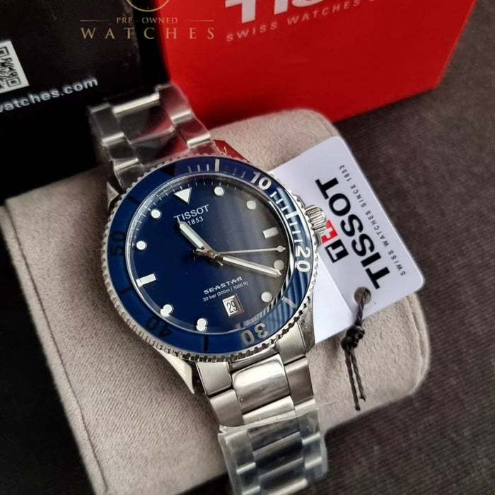 Tissot Seastar 1000 – Teal Blue Dial 40MM | 300m Diver | Stainless Steel t120.410.11.041.00 - Authentic