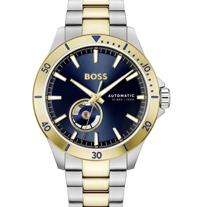 Hugo Boss Automatic Men’s Watch – Two-Tone Gold & Silver | Open-Heart Movement 1514201 - Authentic