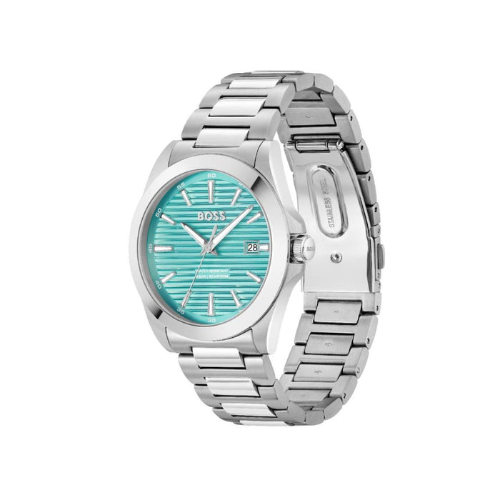 Hugo Boss Men's Stainless Steel Aqua Dial Date Watch 1514171 - Authentic
