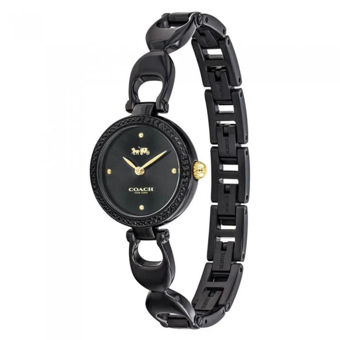 Coach New York Black Round Women’s Watch – Crystal Bezel Bracelet 14503564 - Authentic