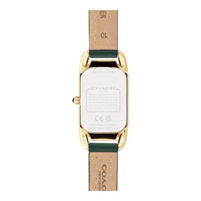Coach New York Gold Rectangular Women’s Watch – Green Leather Strap 14504350 - Authentic